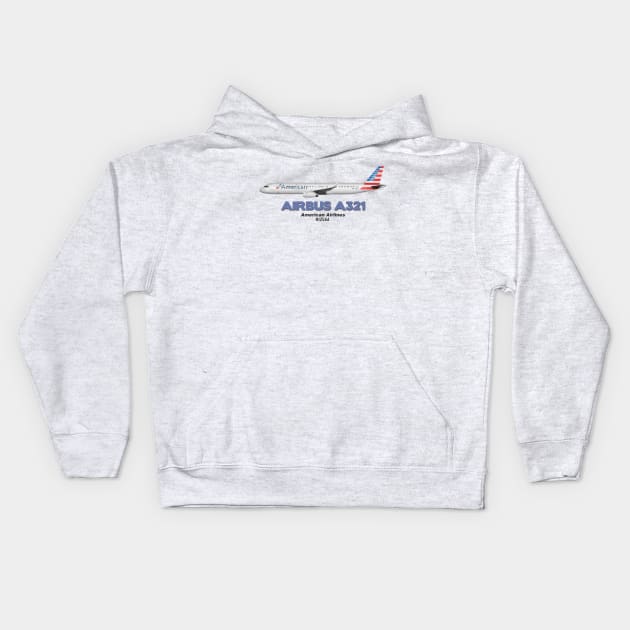 Airbus A321 - American Airlines Kids Hoodie by TheArtofFlying